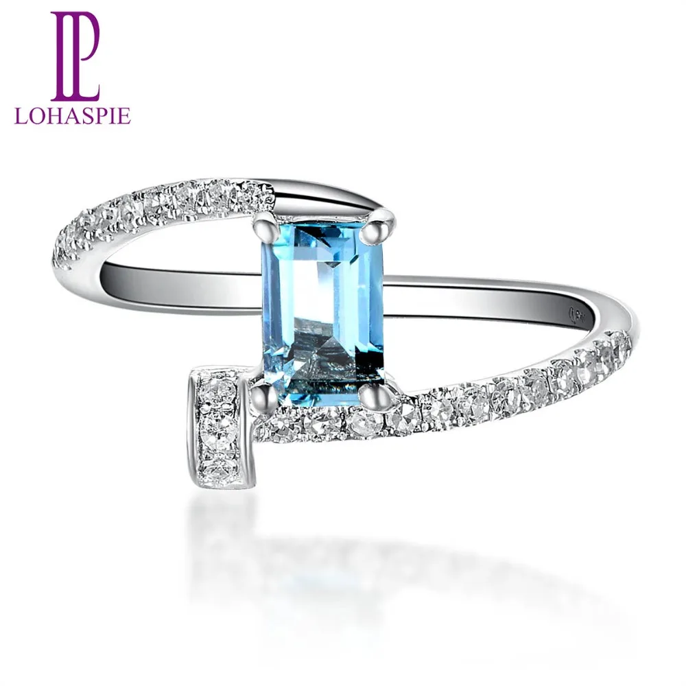 Lohaspie однотонное 18k Белое Золото 0.48ct Натуральный аквамарин и бриллиант Clou