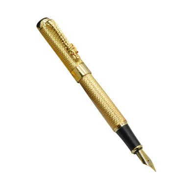 gold Jinhao1200 роскошный золотой дракон зажим авторучка М перо 0,7 мм Металлические чернила ручки для письма бизнес подарок офисные ручки - Цвет: gold