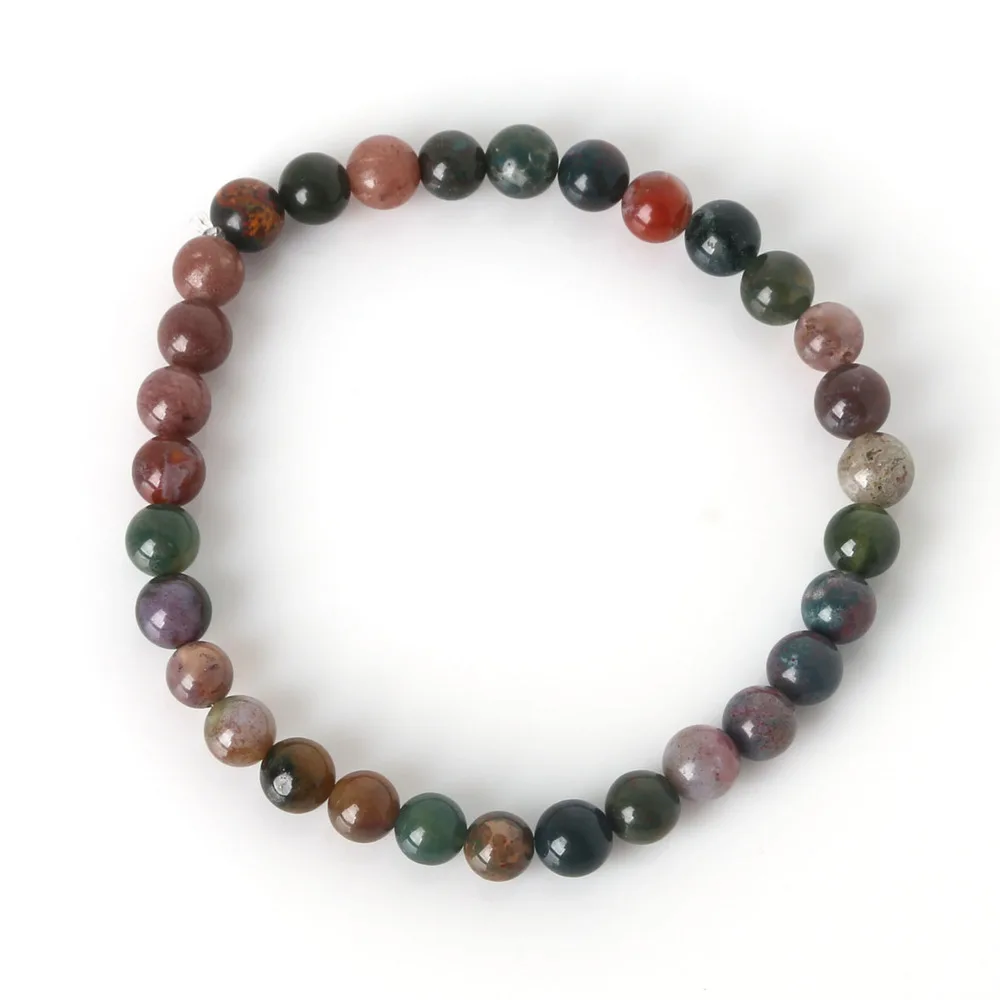 6 мм натуральный камень свободные разделительные бусины браслет для мужчин мощность браслет энергетическая Йога мала стрейч браслеты для wo мужчин - Окраска металла: India agate