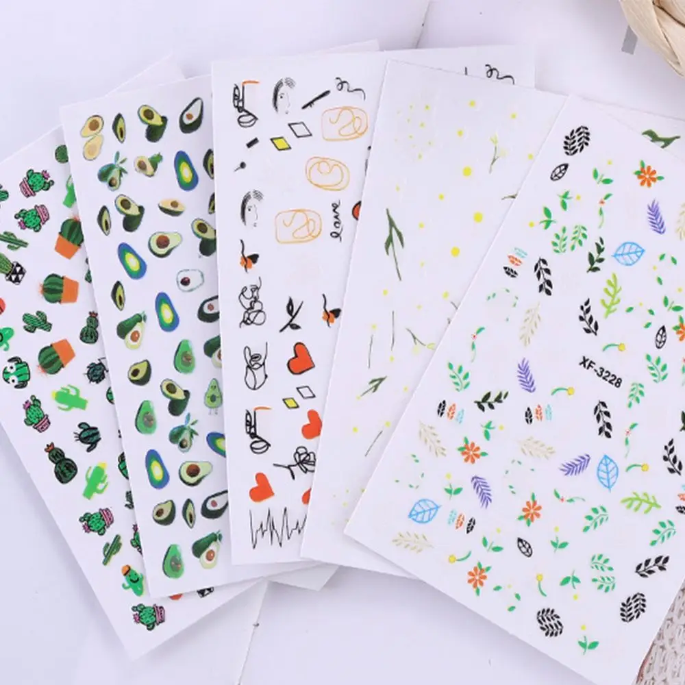 1 Sheet New Arrival Cactus Avocado Flower Fruit Paper Nail Sticker DIY Applique Manicure Pattern Letters | Красота и здоровье