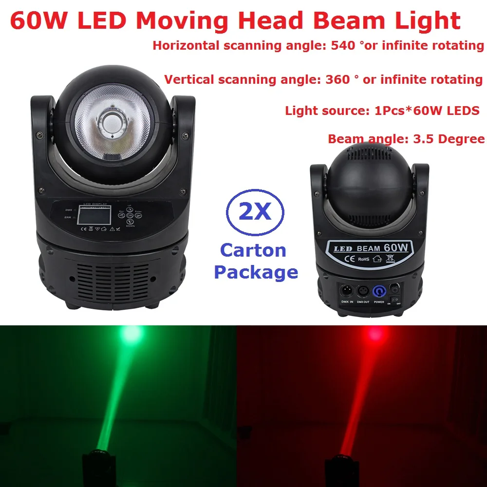 

Светодиодные подвижные лучевые лампы, 4 в 1, 60 Вт, RGBW, O-S-R-A-M, 18 каналов, 2 упаковки