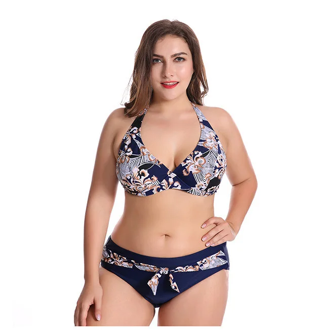 CATTLEYA 50 52 54 56 58 размера плюс бикини с завязкой на шее купальник женский Для женщин она M802