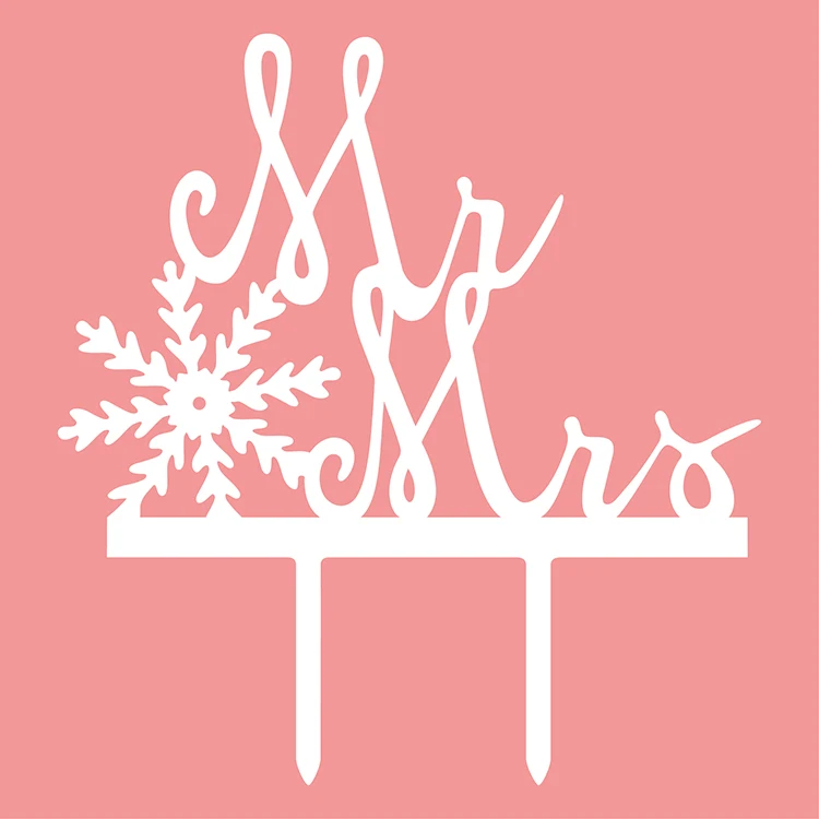 Рождественские снежные mr. & Mrs Свадебные флажки для торта многоцветные акриловые