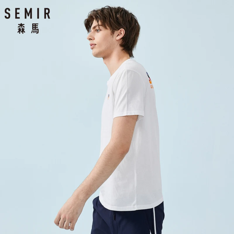Мужская Однотонная футболка SEMIR мужские футболки и топы с круглым вырезом