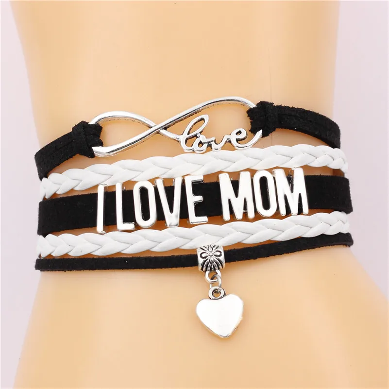 Браслет с надписью I LOVE MOM Бесконечность любовь милое сердце очарование ручной