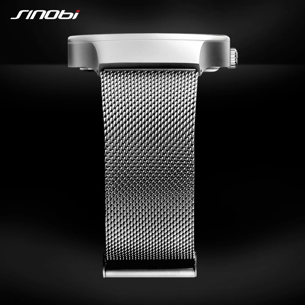 Новые креативные наручные часы унисекс SINOBI сетчатый ремешок роскошный бренд