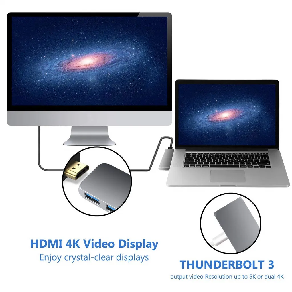 Два порта USB HUB-C типа на 4 K HDMI адаптер док-станция 3 двойной 1 концентратор данных
