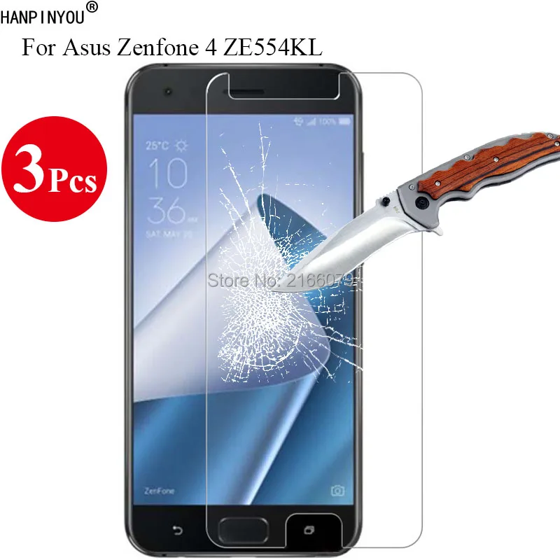 3 Pcs/Lot New 9H 2.5D Tempered Glass Screen Protector For Asus Zenfone 4 ZE554KL S660 5.5&quot Protective Film + Clean Tools |