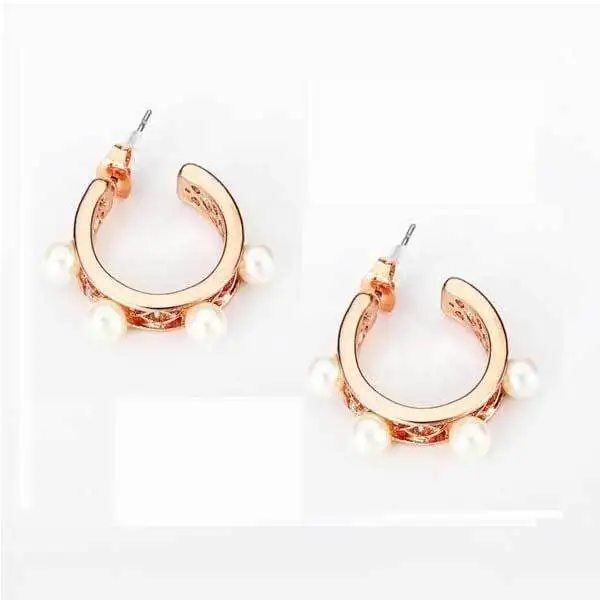 BitBill Cheap Vintage Silver Gold Hollow Pearl Hoop Earrings Ear Stud |