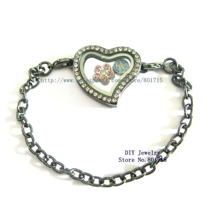 Оптовая продажа черный пистолет около 30 мм стеклянный плавающий медальон