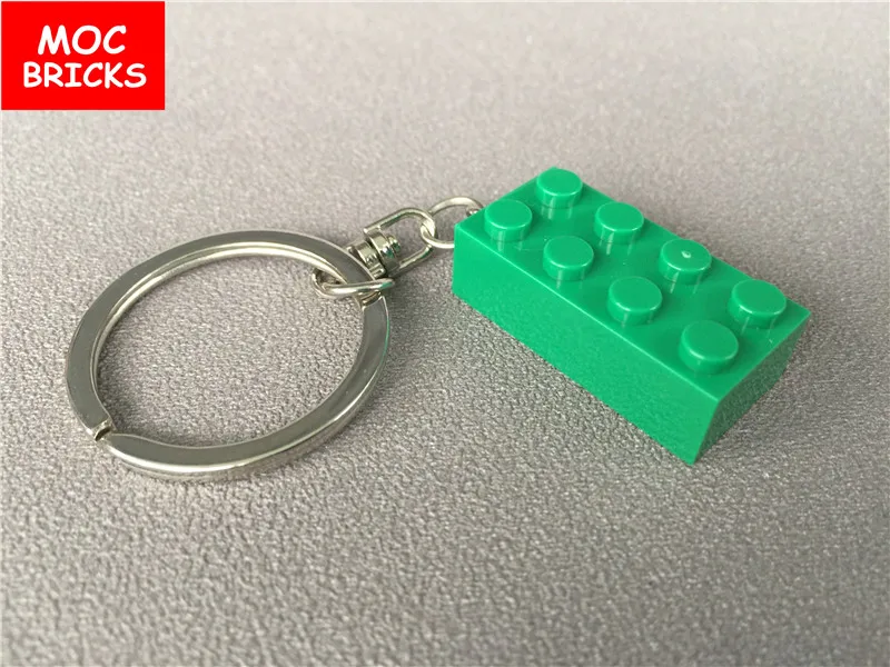 green MOC красочный Кирпич 2X4 Рисунок брелок DIY Развивающие строительные блоки модель экшн Игрушка Дети Лучшие подарки - Цвет: green