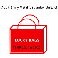 lucky bags 2 pcs adult high quality shiny metallic spandex unitard bodysuit leotards dance costumes gymnastics suit catsuit