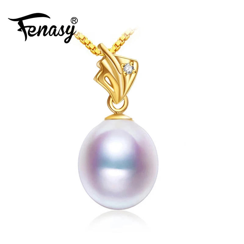 FENASY 18K Золотая подвеска с белым жемчугом ювелирные ожерелья и кулоны кулон в виде