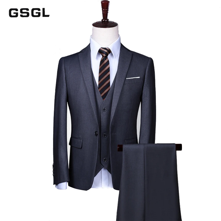 Мужской облегающий костюм из 3 предметов блейзер с одной или двумя пуговицами