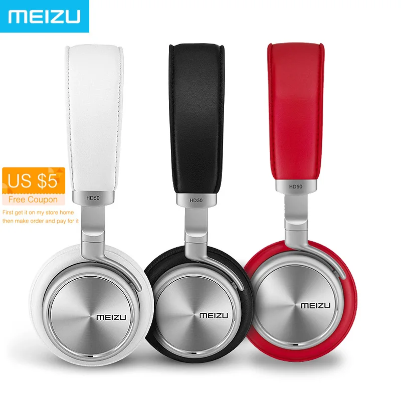 Оригинал Meizu HD50 Hi Fi СТЕРЕО Bass Музыка гарнитура алюминиевого сплава низким уровнем