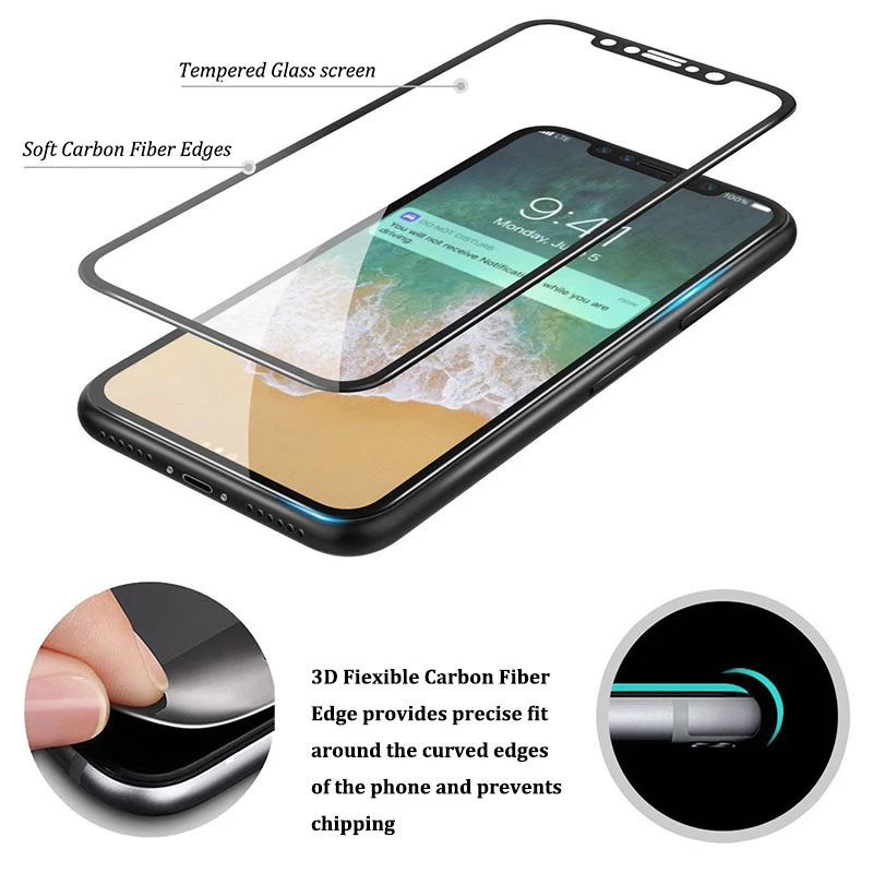 100 шт 3D углеродное волокно полное покрытие закаленное стекло для iPhone 12 Mini 11 Pro Max XS