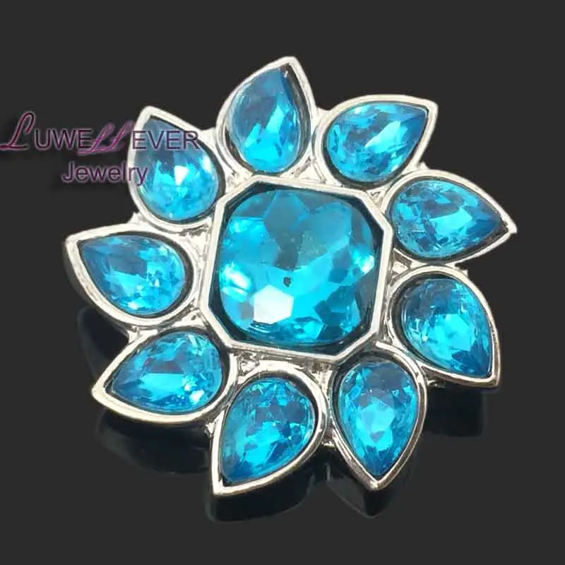 

Wholesale metal Rhinestone Snap Buttons W129 flowers Diy Jewelry fit 18mm Snap button Necklaces/Bracelets for women