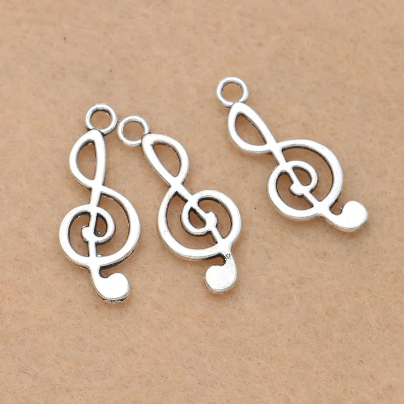 

15pcs Tibetan Silver Plated Music Note Charm Pendant fit Bracelet Necklace Jewelry DIY Making Accessories 25x10mm