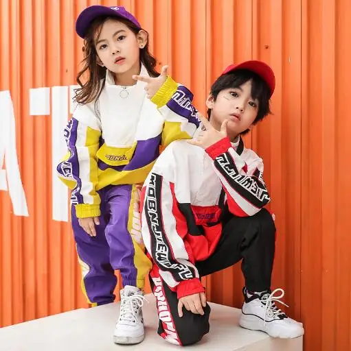 Boys Girls Street Dance Clothes Suit Autumn Children's Fashion Long Sleeve Performance Tracksuit Kids Hip-Hop Sportswear Outfits | Детская
