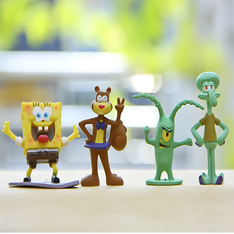 Резиновая кукла SpongeBob 8 шт./компл. ручная работа качество ПВХ 3 5 6 см|Игровые