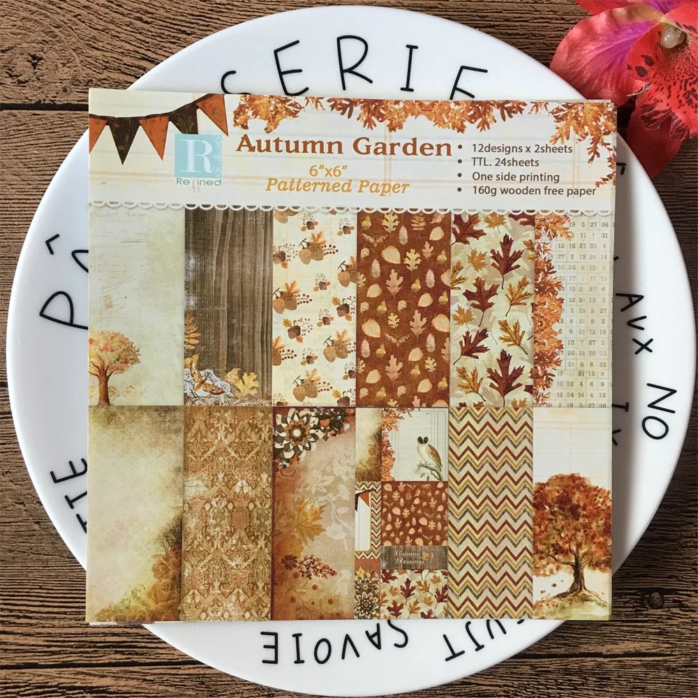 

24pcs 6*6inch Autumn Garden Patterned Paper Pack for Scrapbooking DIY Happy Planner Card Making Journal Project