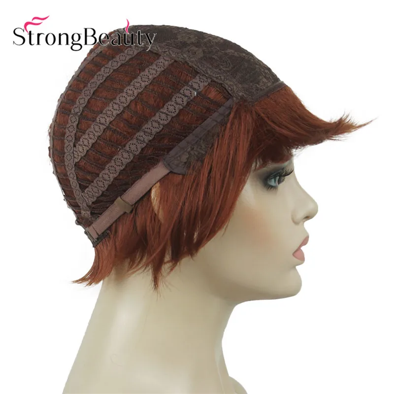 StrongBeauty короткие прямые парики мягкие волосы слоистые локоны Омбре блонд/Красный синтетический парик
