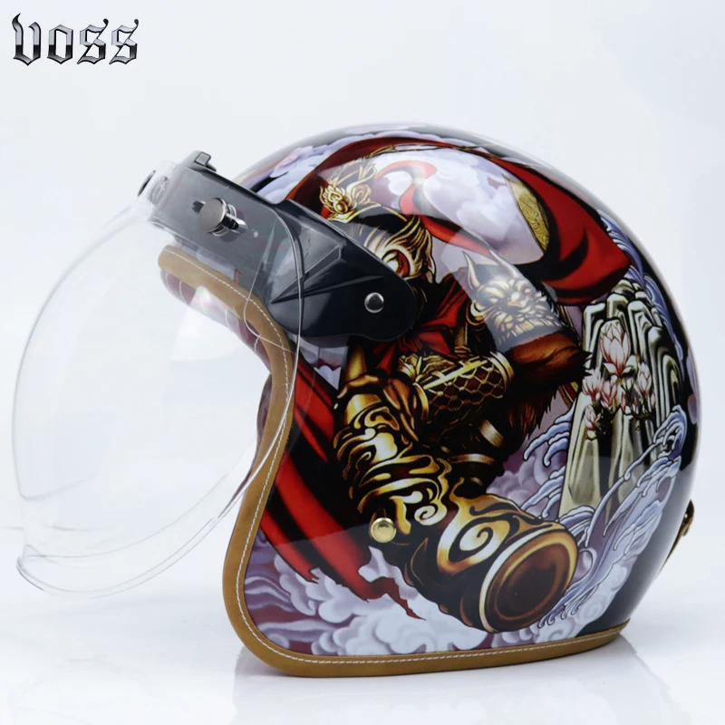VOSS Vintage motorcycle helmet Open face retro 3/4 half Moto Casque Casco Motocicleta Capacete Motocross para DOT | Автомобили и