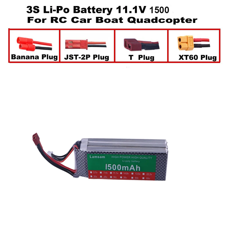 Высокая мощность 3S 11 1 v 1500mAh 35C LiPo батарея T/XT60/JST/EC3 вилка аккумуляторная Lipo для RC