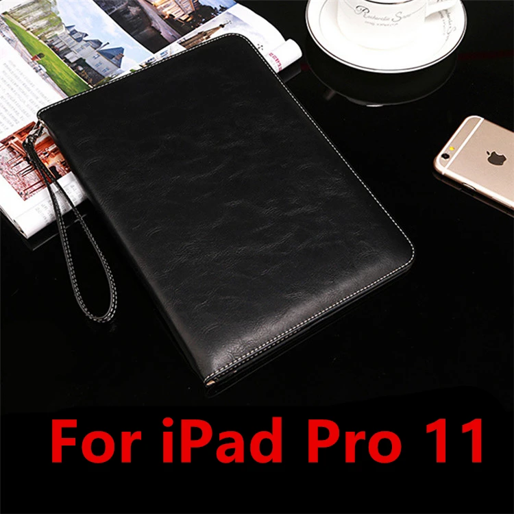 Черный Чехол для iPad Pro 11, роскошный кожаный Смарт-планшет, откидной Чехол-подставка для Apple iPad Pro, 11 дюймов, Авто Режим сна, пробуждение, Капа Para - Цвет: Черный