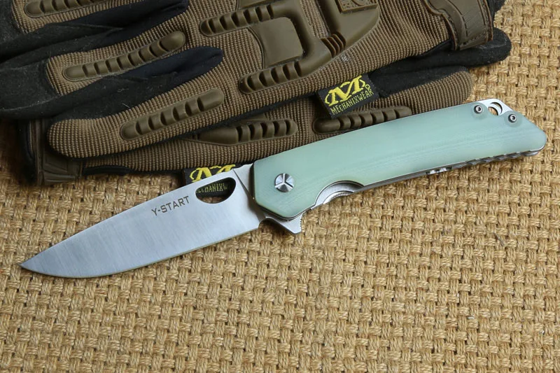 Jade green YS-TART LK5016 Флиппер складной нож шарикоподшипник 440C лезвие G10 ручка Открытый выживания Отдых на природе Охота Карманные Ножи EDC инструмент - Цвет: Jade green