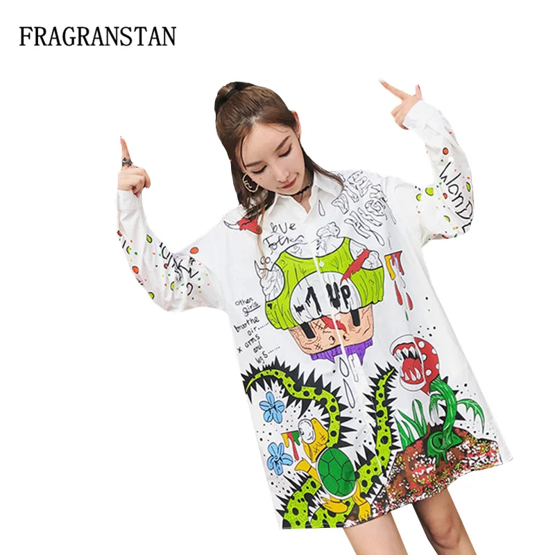 Женская Повседневная Свободная длинная рубашка большого размера на весну и