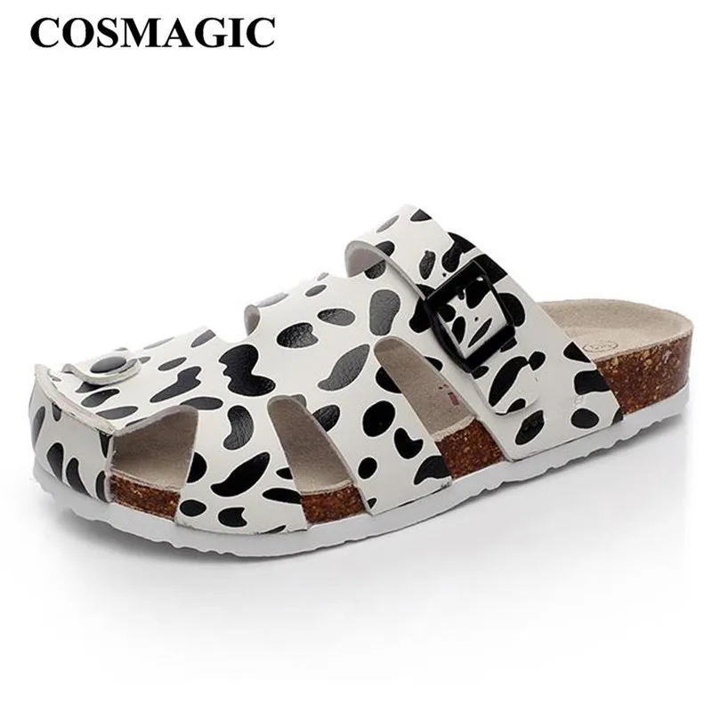 COSMAGIC 2020 Новые летние пляжные тапочки из пробки с узором в горошек повседневная