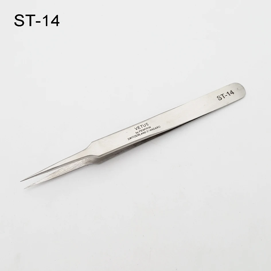 Зеленый посылка ST-10, 11, 12, 13, 14, 15, 16, 17, 18 Серебряная щипцы 1,5 мм 201 Нержавеющая сталь пинцеты «VETUS» Инструменты для ремонта 120 шт./лот