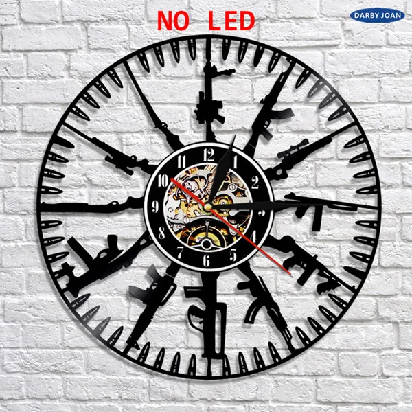 NO LED Пуля время LED виниловые часы свет Цвет изменение Книги по искусству настенный светильник пульт дистанционного управления Подсветка для солдат и Военная Униформа Вентилятор - Цвет: NO LED