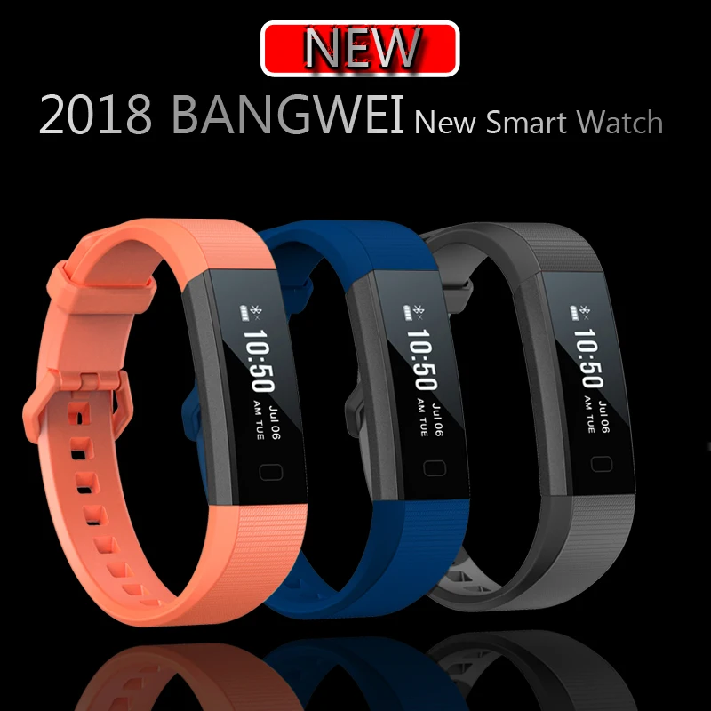 BANGWEI Smart Bracelet Pedometer IP67 Waterproof Blood Pressure Heart Rate Monitor Activity Tracker Wristband Smartband | Электроника