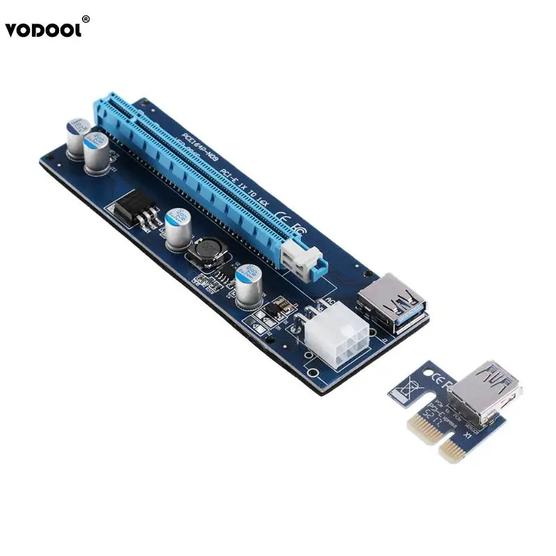 USB 3 0 PCI E Express 1X к 16X расширитель Riser Card адаптеру с 6 контактным кабелем питания для