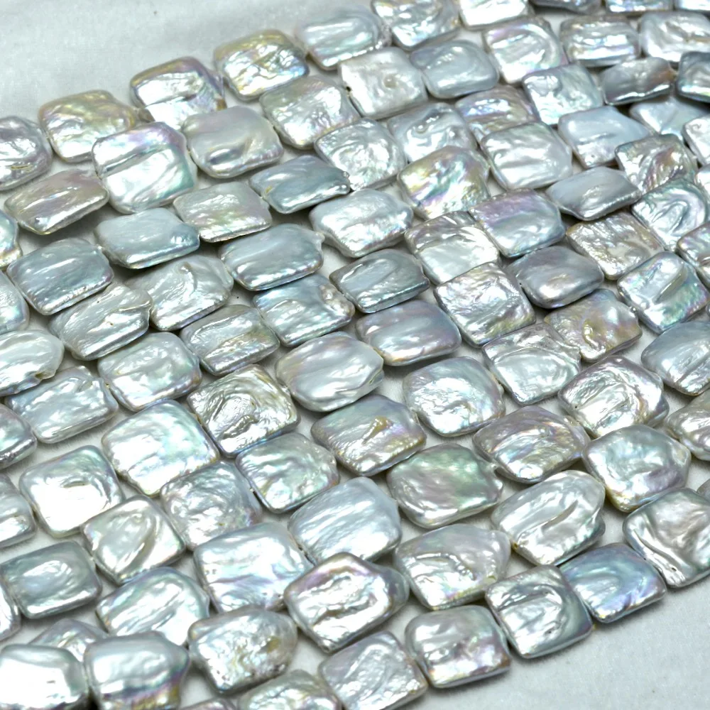

Nautral Cultrued 18-20mm Square Wihte Baroque Freshwater Pearls Beads Full Strand