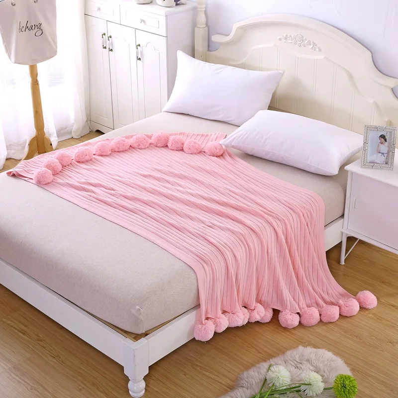 Оригинальное Брендовое хлопковое модное вязаное однотонное мягкое одеяло с