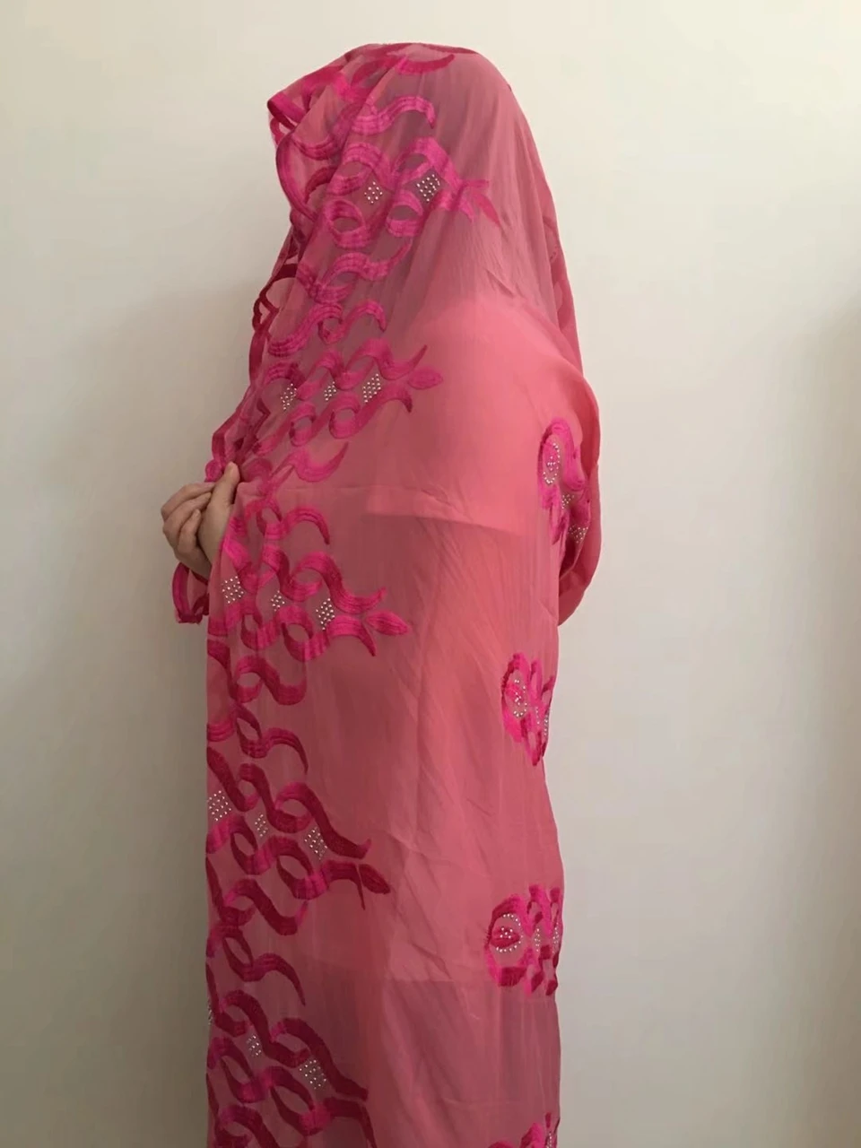 New Design African Muslim Long Scarf Fabric French Net Chiffon Shawl Headties Veil For Ladies MOXF-9 | Дом и сад