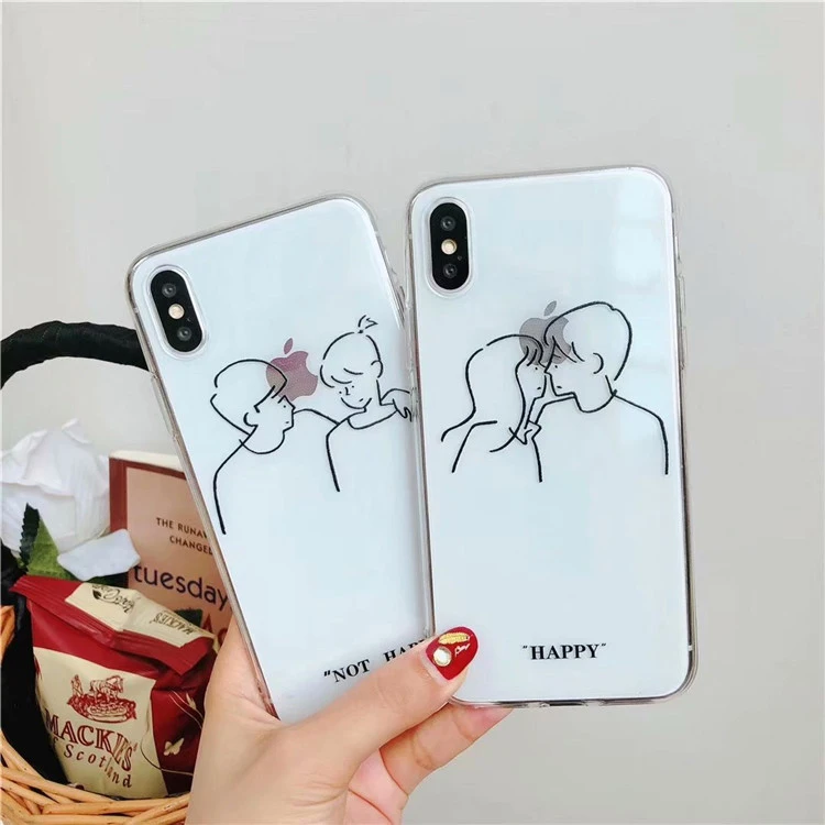 GlamPhone чехол, прозрачная пара, мультяшный, для мальчика и девочки, чехол для телефона, для iphone X, чехол для iphone 6, 6 S, 7, 8 Plus, Ультратонкий чехол
