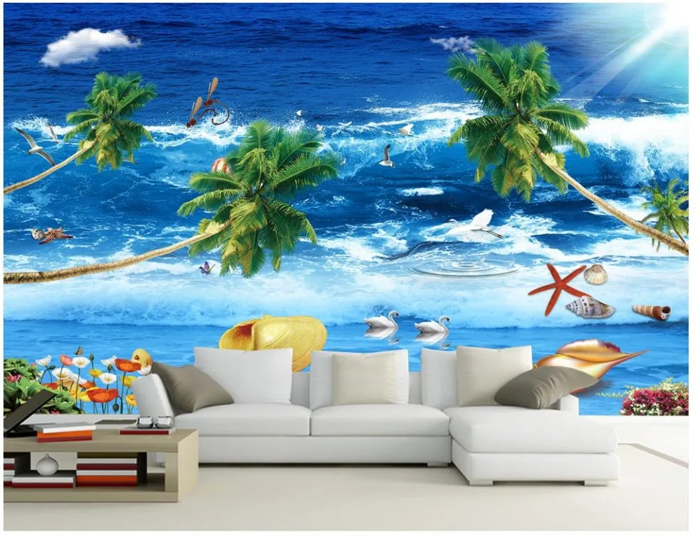 Пользовательские 3d фото обои настенные фрески свежий вид на море Красивая