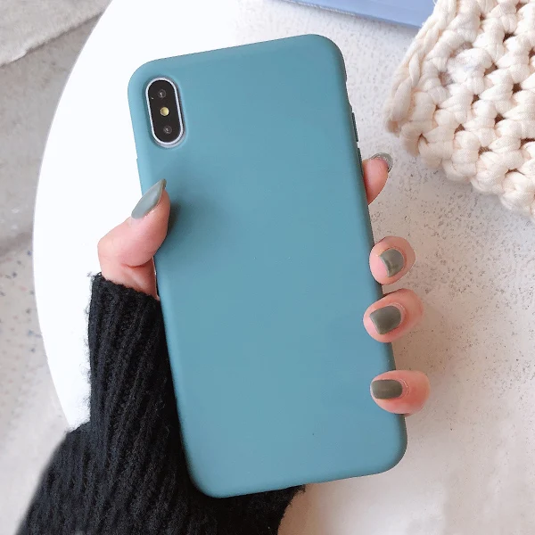 blue Сплошной Цветной силиконовый чехол s для iphone XR X XS Max 6 6S 7 8 Plus 11 11Pro Max милый карамельный цвет мягкий простой Модный чехол для телефона новинка - Цвет: blue