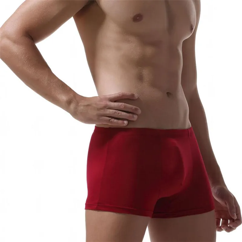 Бургундия Ropa Interior Hombre, фирменное однотонное классическое хлопковое Мужское нижнее белье, боксеры, сексуальное мужское нижнее белье с вырезами, Cuecas Masculina De Marca - Цвет: Бургундия