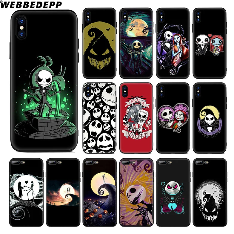 WEBBEDEPP Jack Skellington Soft Silicone Case for Apple iPhone 11 Pro Xr Xs Max X or 10 8 7 6 6S Plus 5 5S SE TPU |