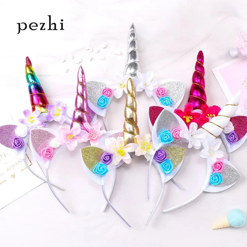 New Girls Cute Unicorn Flower Cat Ears Headbands Children Headwear Photo Props Party Hair Hoop Hairbands Kids Accessories |