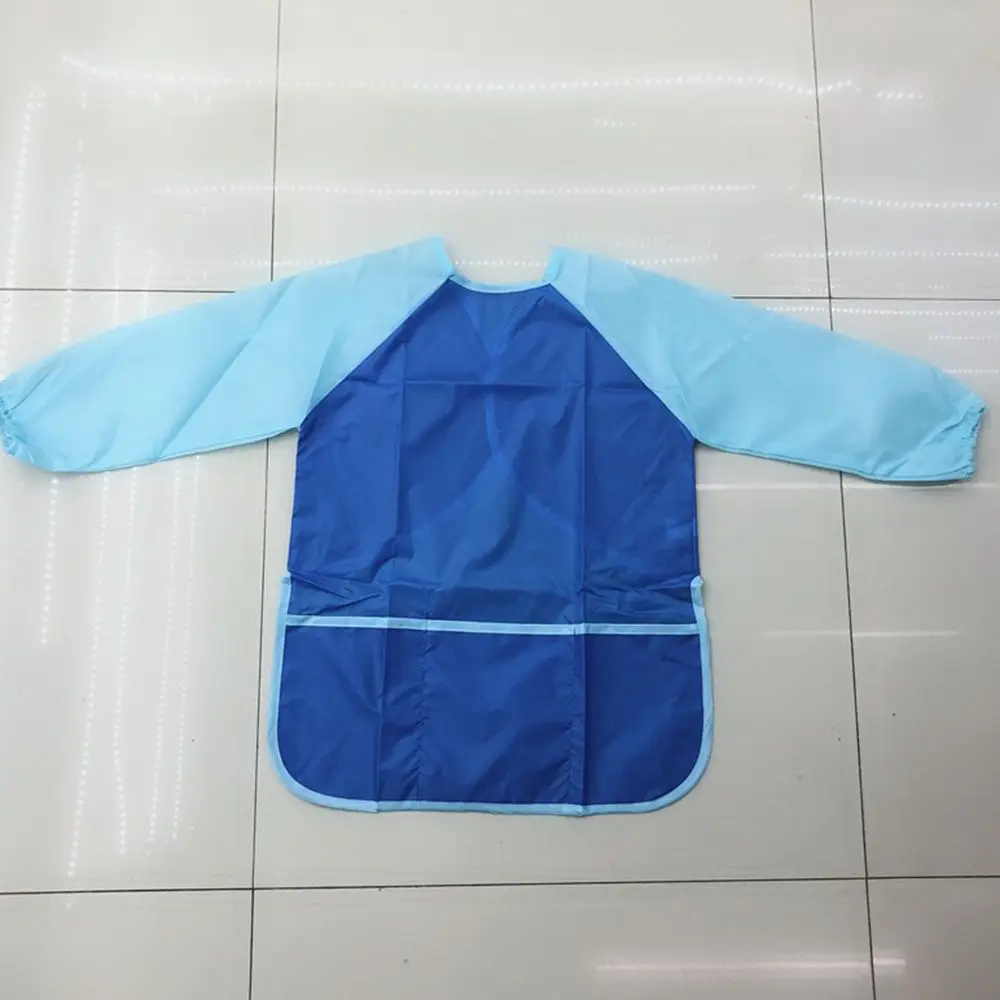 blue Детский фартук, художественный халат, живопись, керамика, для школы, для мальчиков и девочек, красный, большой, мультяшный, милый, водонепроницаемый, для приготовления пищи, для кухни - Цвет: blue