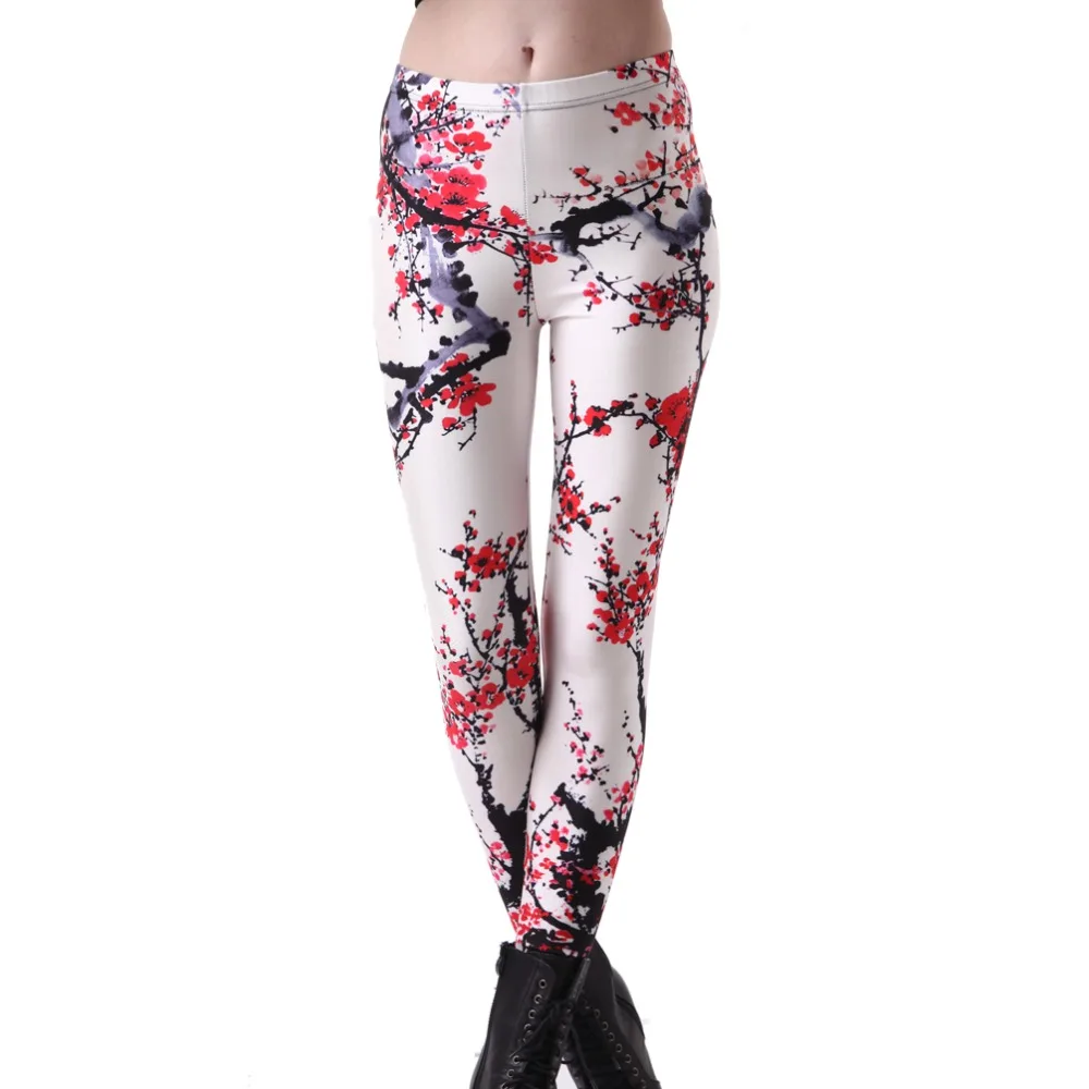 Эластичные повседневные штаны женские леггинсы с 3D Цифровым принтом сливы 7