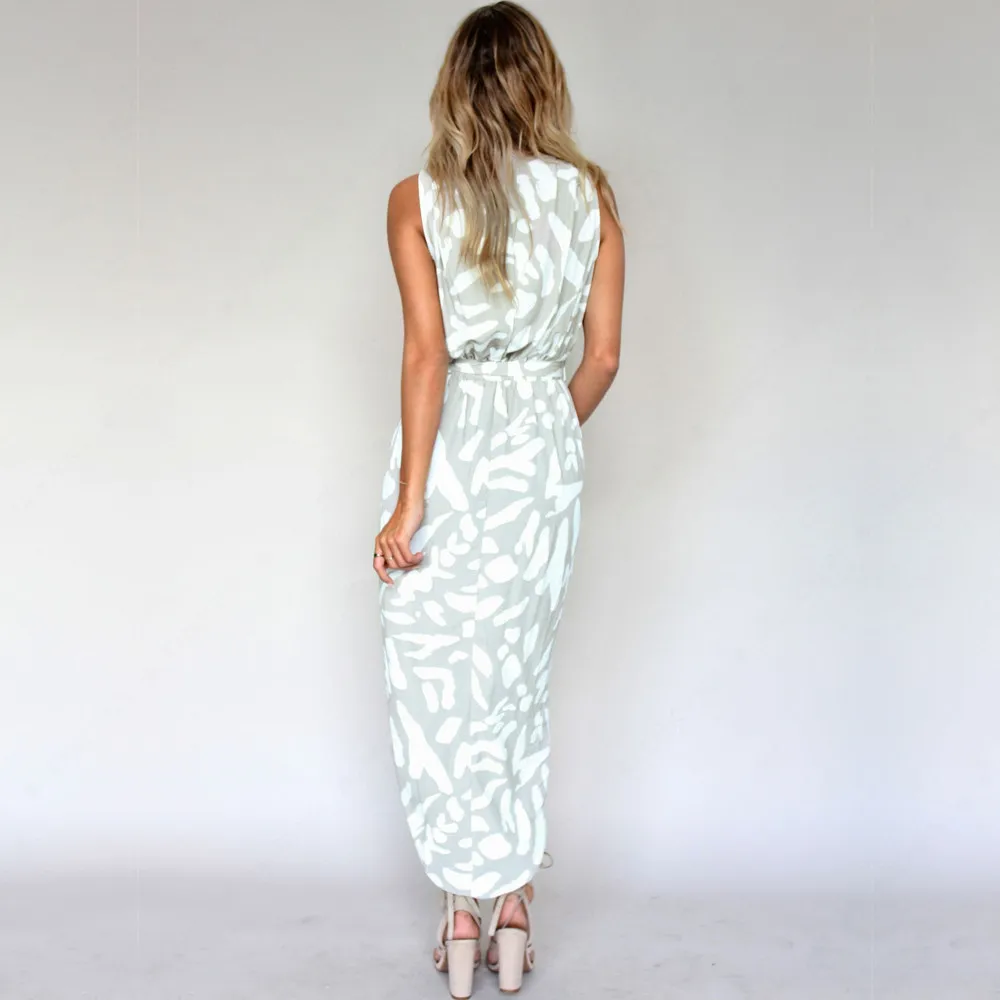 Женское платье с принтом Макси-платье в стиле бохо v-образным вырезом без рукавов