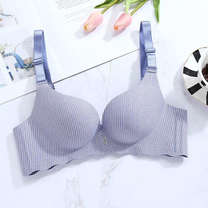 Цельный бесцельный Магнитный Полосатый цельный бюстгальтер без стального