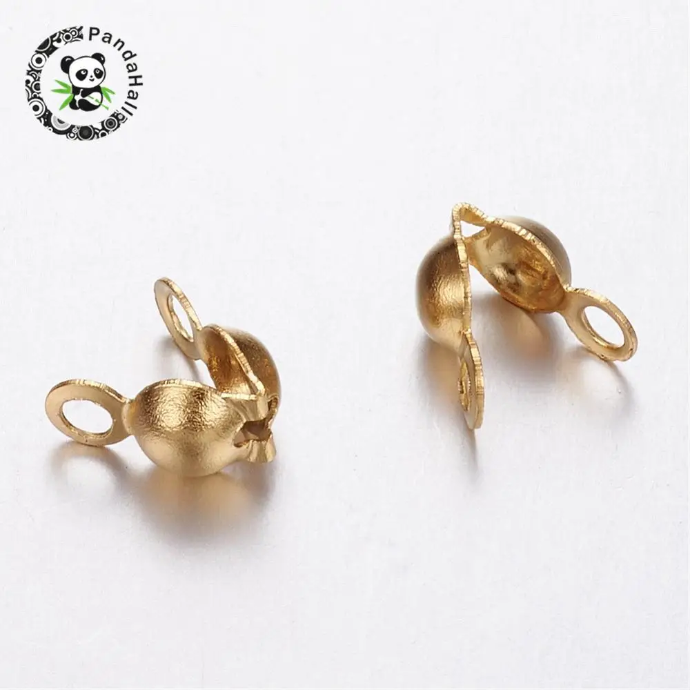 Обжимные бусины с наконечниками из нержавеющей стали 304 золотого цвета 200 шт.